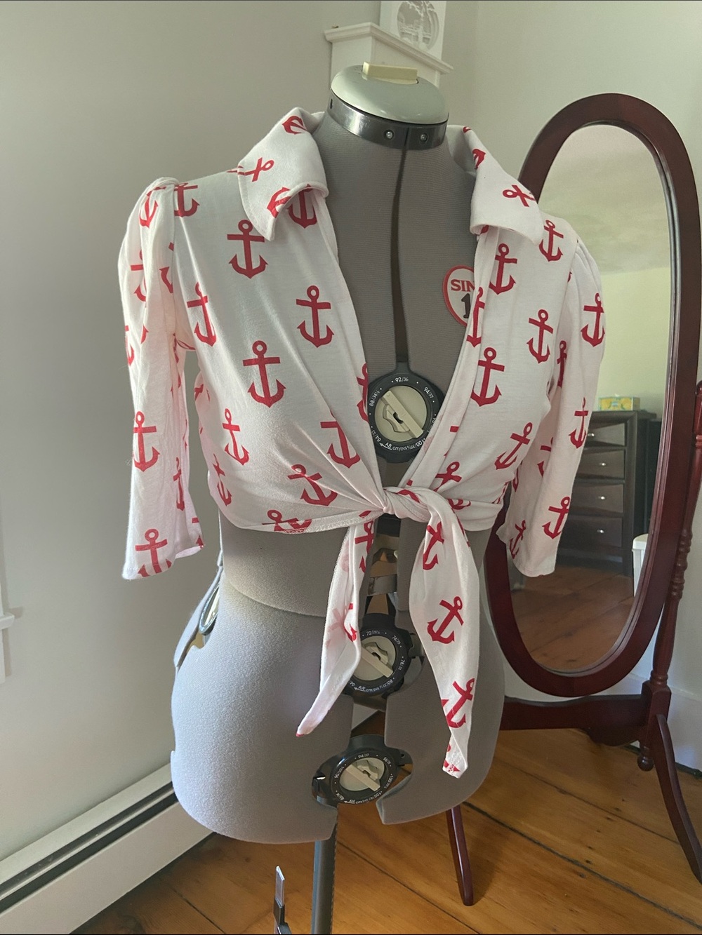 Tie-front sailor blouse